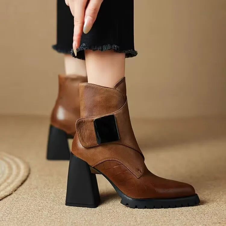 Women's Pointed Toe Block Heel Mid-Calf Boots | Street Style Women's Mid-Calf Boots Axl