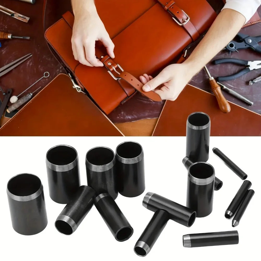 15-Piece Round Hollow Punch Set 1–15mm | Leather Die Cutter Kit Leather Punch Set Axl