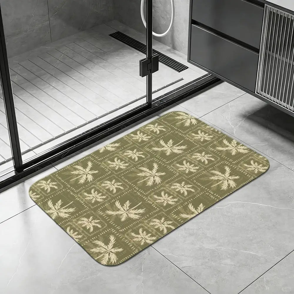 Hawaiian Leaf Diatomite Bath Mat – Quick Dry & Non-Slip Diatomite Bath Mat Axl White4 40x60cm