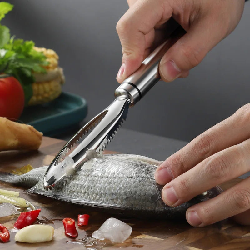 Stainless Steel Fish Scaler & Bone Tweezers Kitchen Tool Set Fish Cleaning Tool Axl