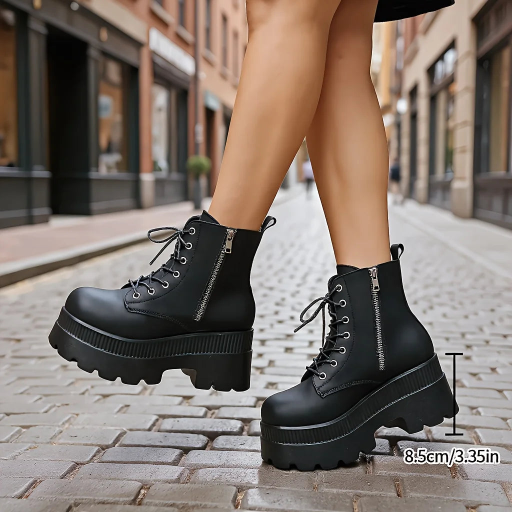 Women's Lace-Up Wedge Ankle Boots | Casual Platform Style Wedge Ankle Boots Axl