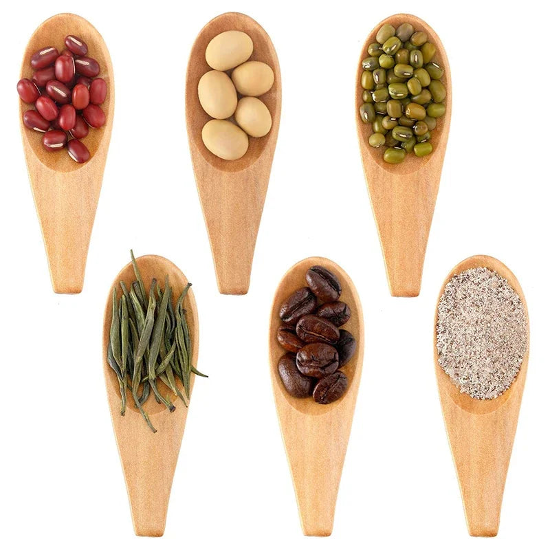 Wood Mini Tea Spoons Set of 5 – Coffee & Sugar Scoops 7cm Wooden Teaspoon Set Axl