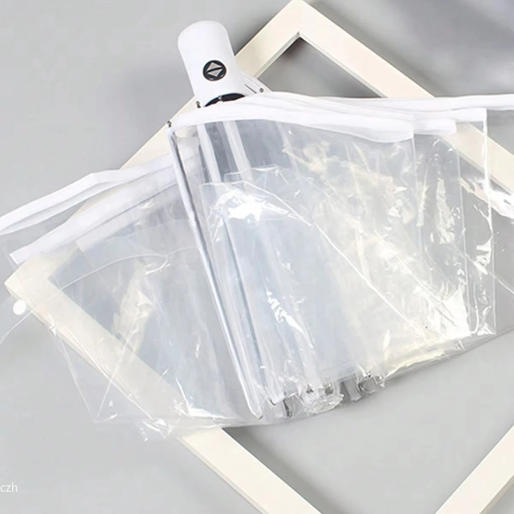 Korean Transparent Folding Umbrella – Auto Open & Close Folding Umbrella Axl