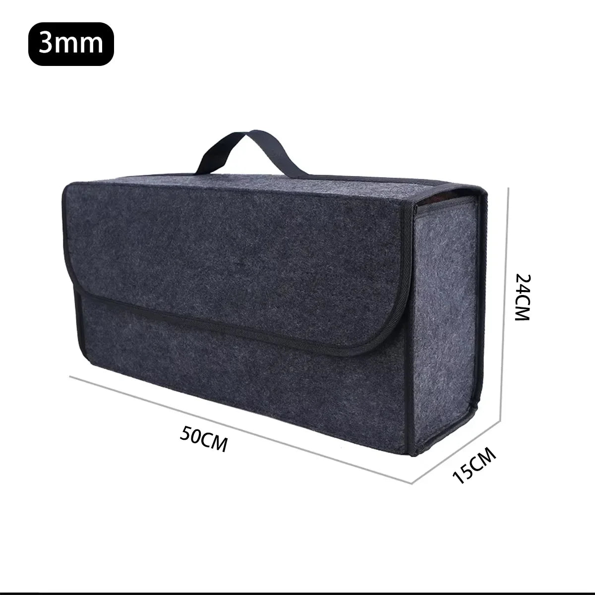 Felt Car Trunk Organizer Bag – Large Foldable Storage Box Car Trunk Organizer Axl 3mm(50-24-15cm)