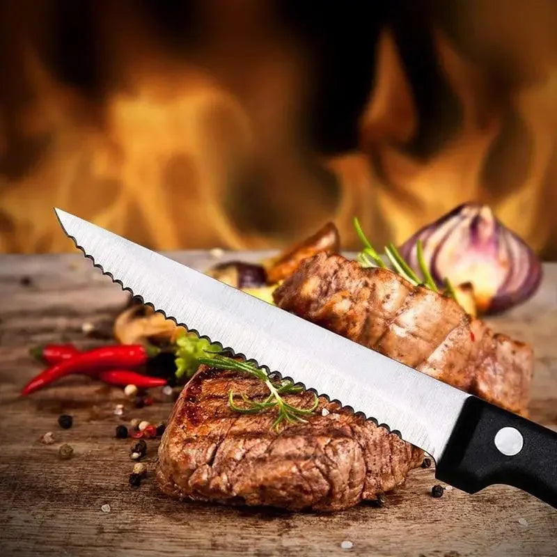 Serrated Stainless Steel Steak Knives Set – 6 or 12 Pcs Steak Knife Set Axl