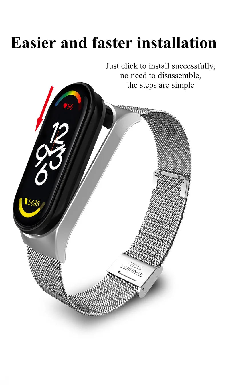 Metal Strap for Xiaomi Mi Band 3 4 5 6 7 – Stainless Steel Smartwatch Band Axl