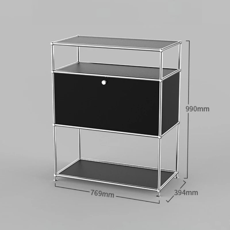 Stainless Steel Luxury Storage Cabinet – Modern Nordic Shelf Display Storage Cabinet Axl Black
