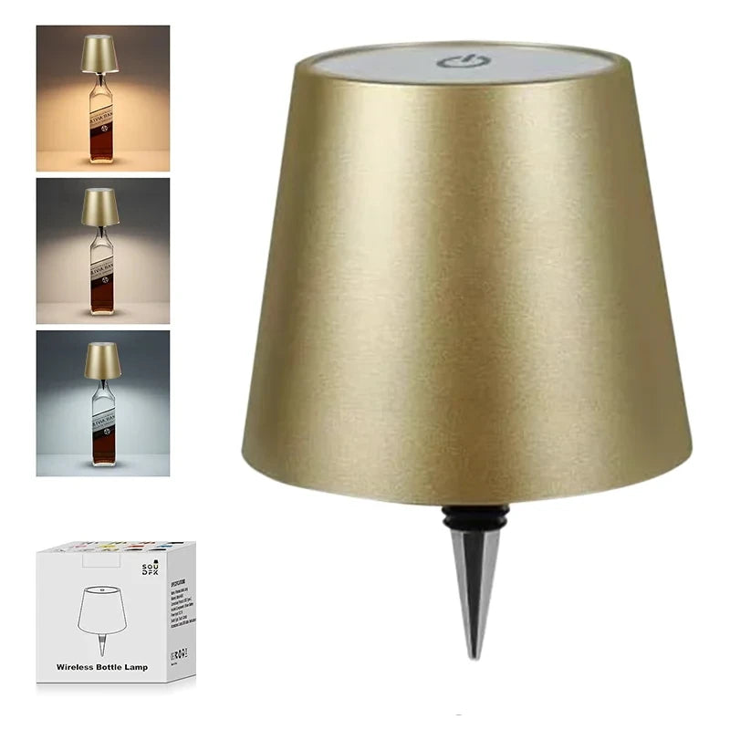 USB Rechargeable Bottle Table Lamp | Touch Control 3-Color LED LED Table Lamp Axl