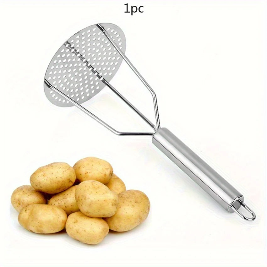 Stainless Steel Potato Masher & Juicer | Comfort Grip Handle Potato Masher Axl Silvery