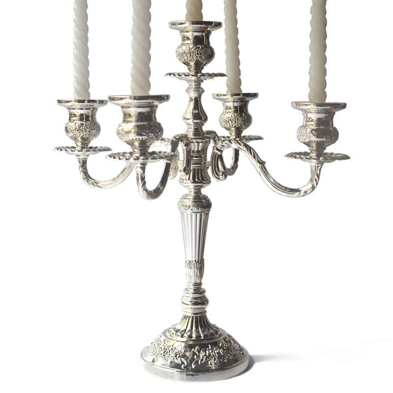 Silver Gold Multi-Arm Metal Candelabra – 3 & 5 Arm Candle Holder Metal Candelabra Axl