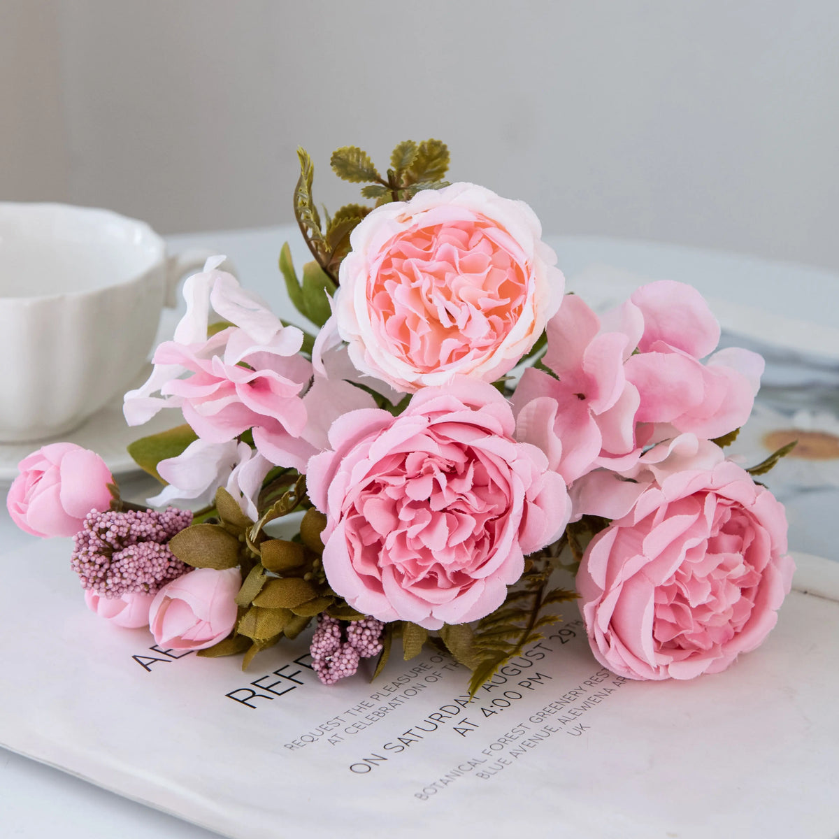 Silk Hydrangea Peony Artificial Flower Bouquet | Wedding & Home Artificial Flower Bouquet Axl color 1 3 pcs