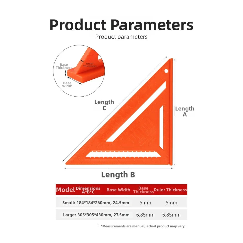 Triangle Ruler 7" & 12" – Woodworking Angle Measuring Tool Triangle Measuring Ruler Axl