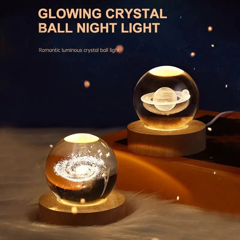 3D LED Galaxy Crystal Ball Night Light – Kids Bedroom Lamp LED Night Light Axl