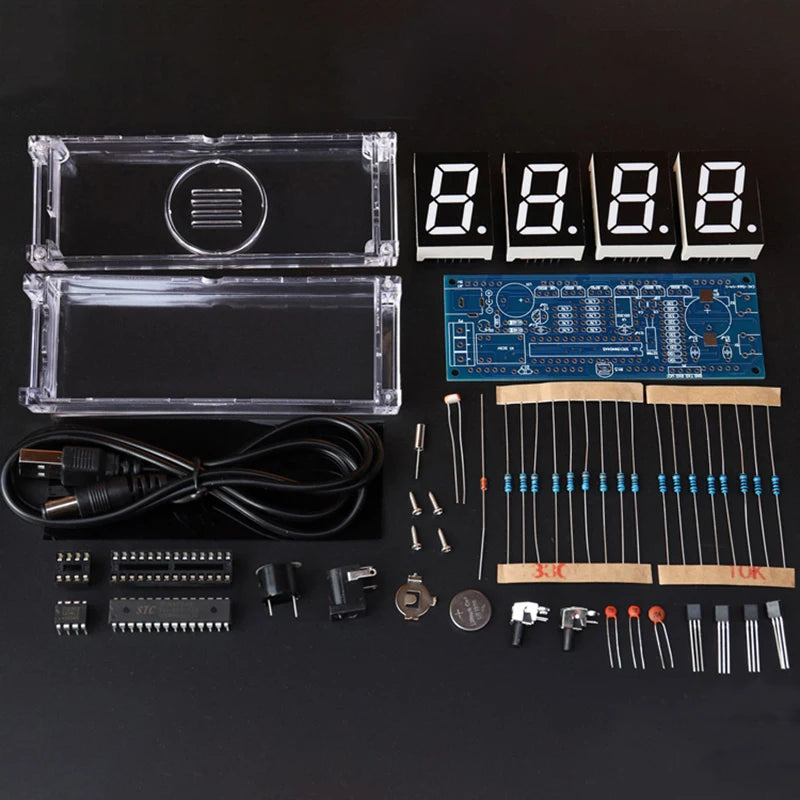 DIY LED Digital Clock Kit – 51 MCU Alarm, Date & Temp Display DIY Electronics Kit Axl