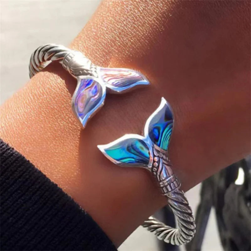 Mermaid Tail Bangle Bracelet – Adjustable Zinc Alloy Cuff Bangle Bracelet Axl