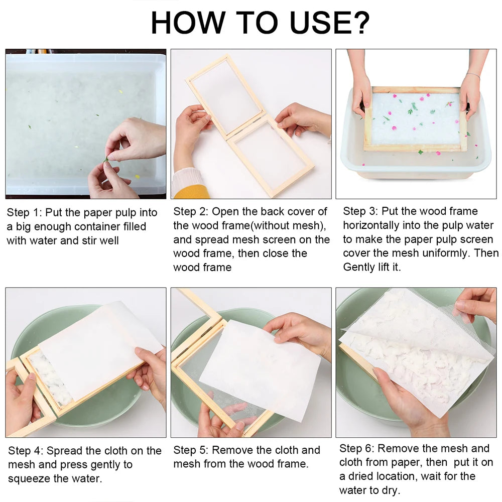 DIY Wood Paper Making Mould Frame – Multi-Size Mesh Screen Papermaking Mould Frame Axl