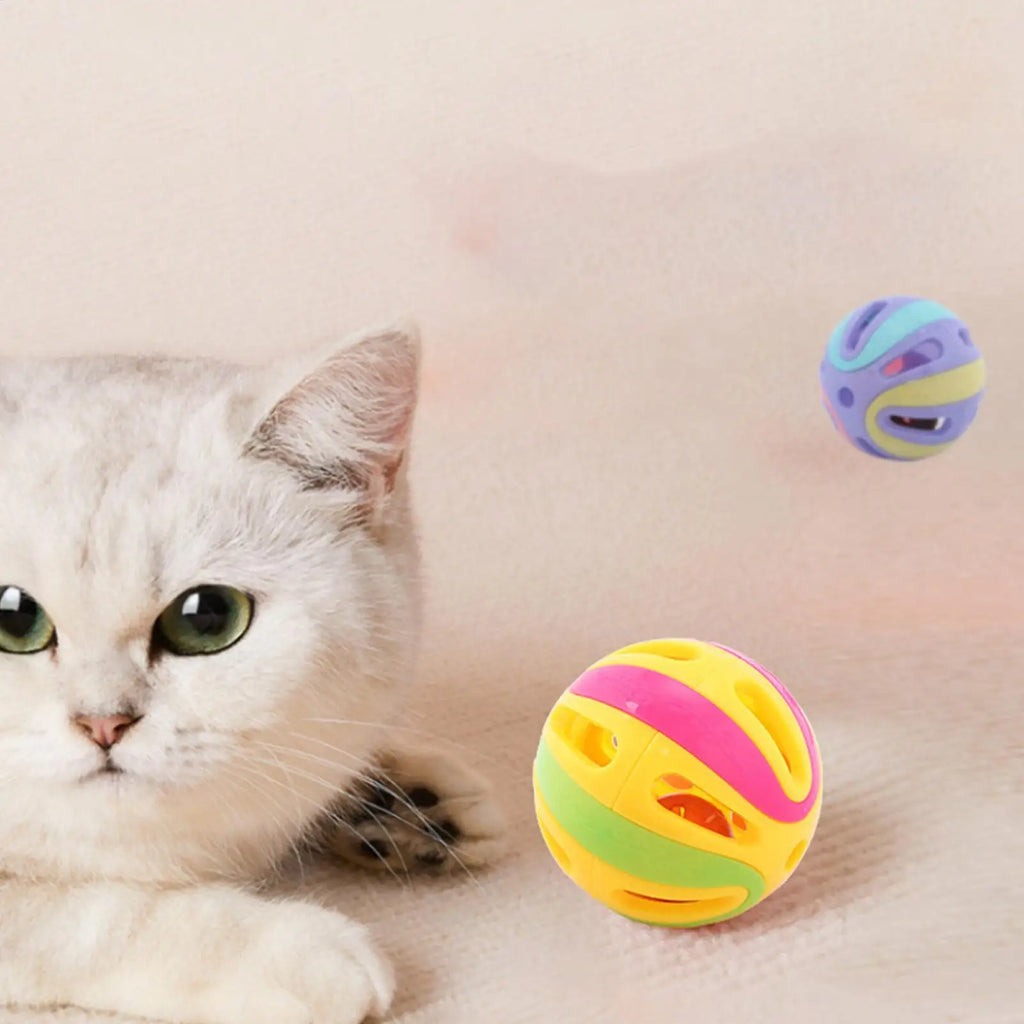 Interactive Cat Bell Ball Toy – Colorful Hollow Rattle for Kittens Cat Ball Toy Axl