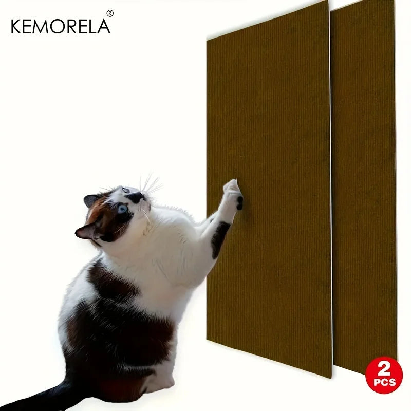 KEMORELA 2-Pack Self-Adhesive Cat Scratch Mats – Furniture Protector Cat Scratching Mat Axl 2PCS Brown 30X30cm