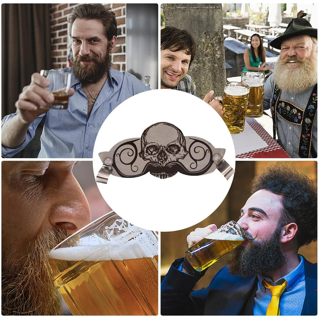 Stainless Steel Mustache Guard – Skull Design Beard Protector Mustache Guard Clip Axl