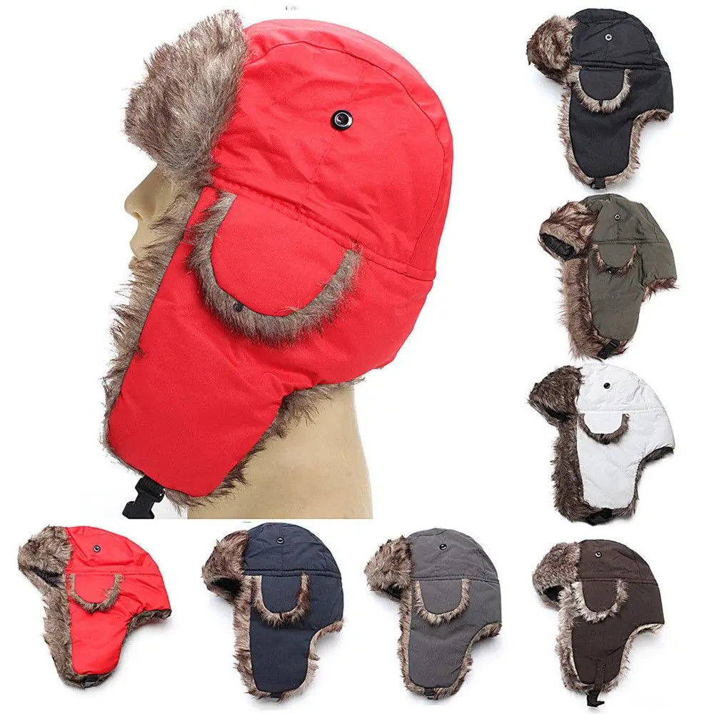 Unisex Russian Ushanka Trapper Hat – Warm Fur Earflap Winter Cap Winter Trapper Hat Axl