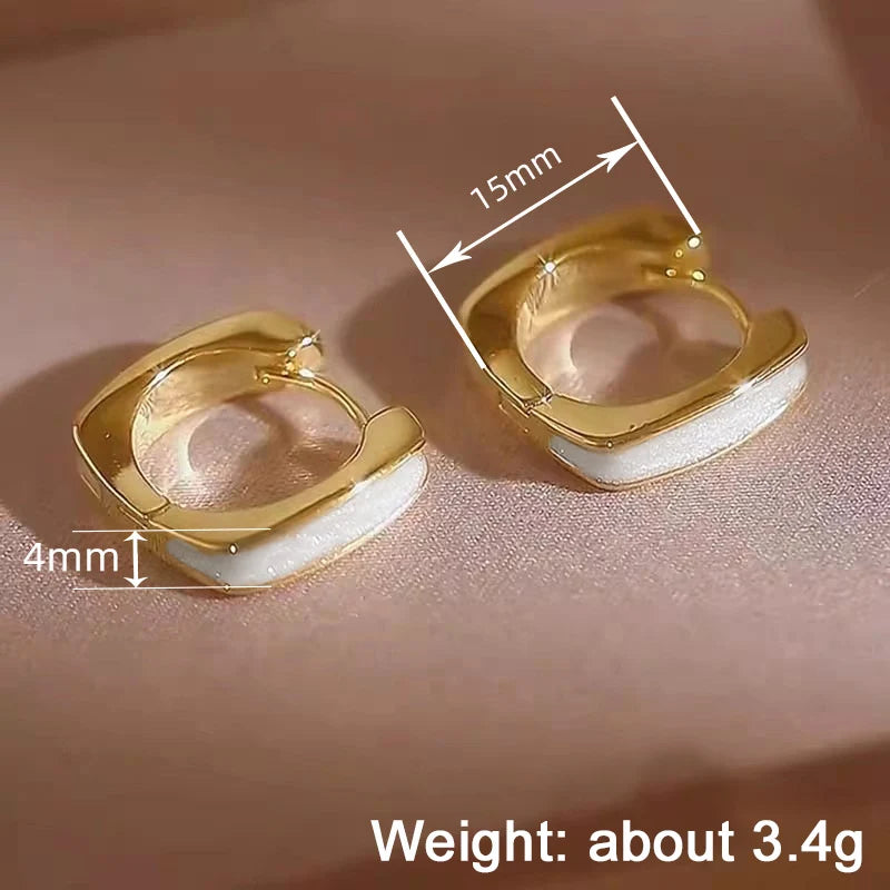 Huitan Enamel Hoop Earrings – Women's Trendy Fashion Jewelry Hoop Earrings Axl