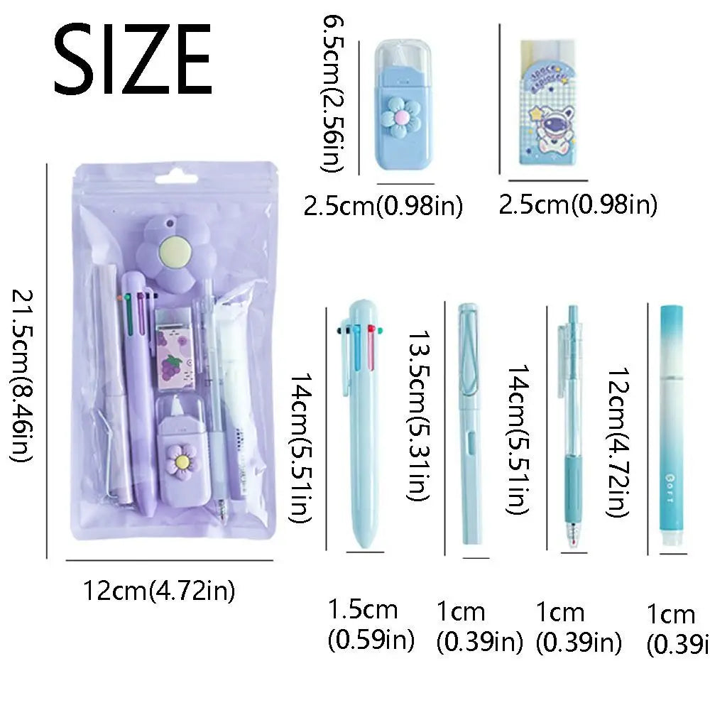 6-Piece Cartoon School Stationery Set – 6 Color Ballpoint Pens School Stationery Set Axl