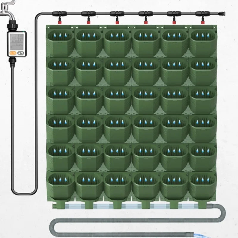 Modern Wall Planter Set with Irrigation System | Balcony Pots Wall Planter Set Axl