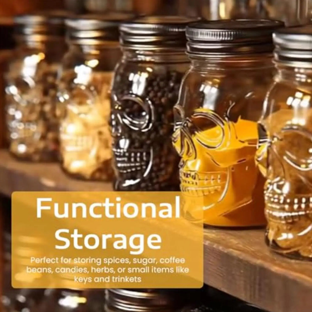 Skull Storage Jar with Lid 500ml/800ml | Gothic Spooky Decor Storage Jar Axl