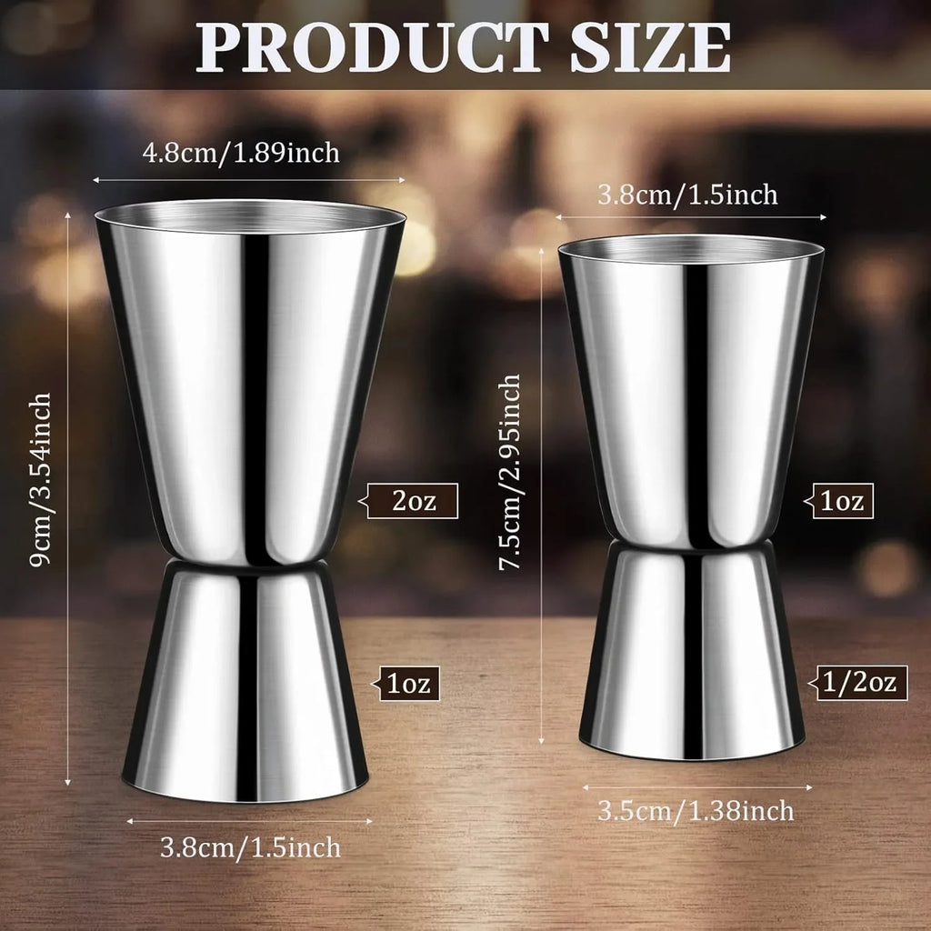Stainless Steel Jigger Set – 4 Dual-Sided Bartender Measure Cups Bar Jigger Set Axl
