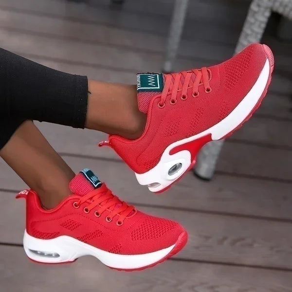 Women's Mesh Platform Sneakers – Breathable Chunky Running Shoes Platform Sneakers Axl Red 36