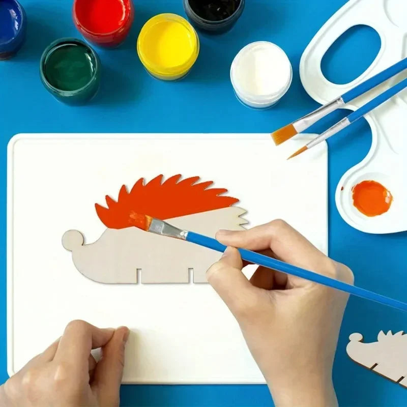 20-Piece Wooden Hedgehog DIY Craft Set – Christmas Decor DIY Wood Craft Kit Axl
