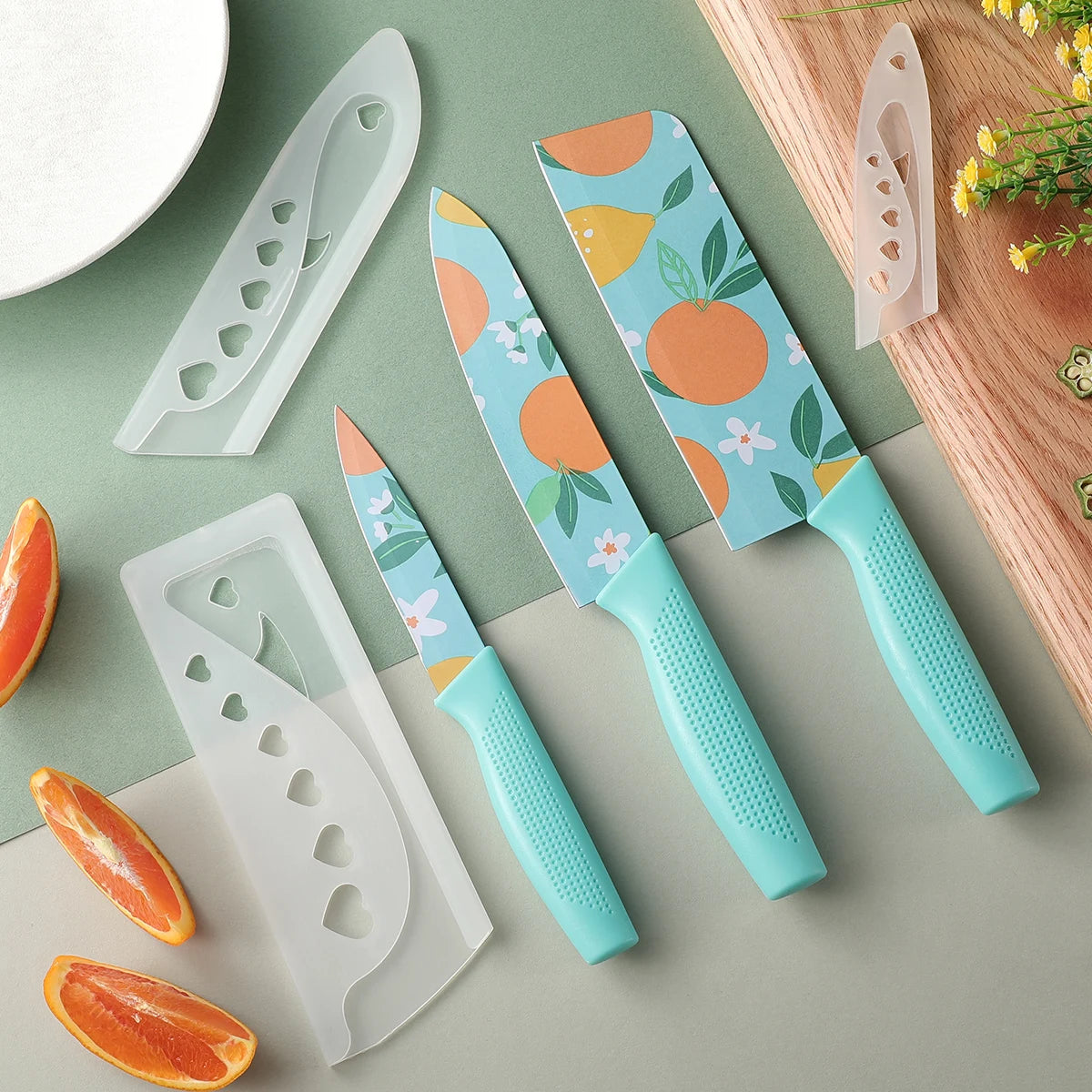 3-Piece Kitchen Knife Set – Stainless Steel Fruit Print Knives Kitchen Knife Set Axl
