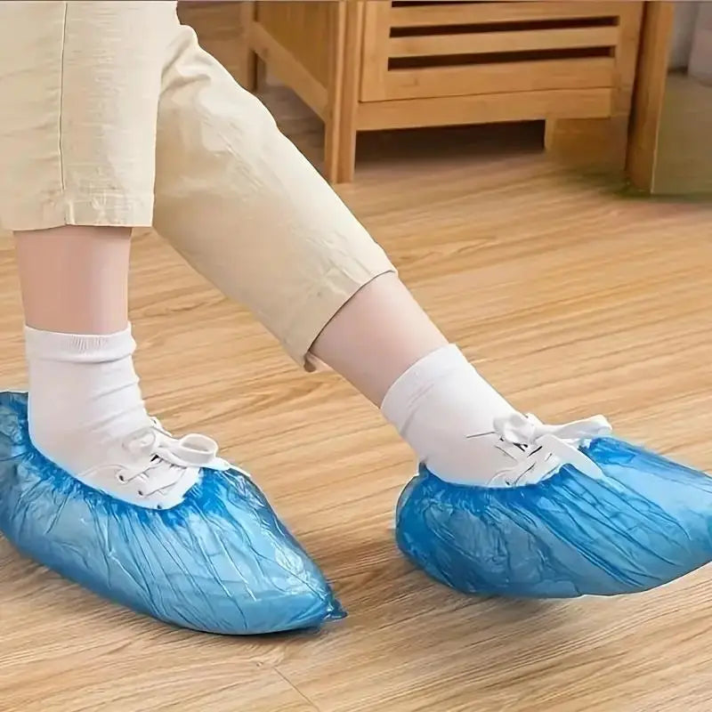 100 PCS Anti-Slip Disposable PE Shoe Covers – Heavy-Duty Pack Disposable Shoe Covers Axl