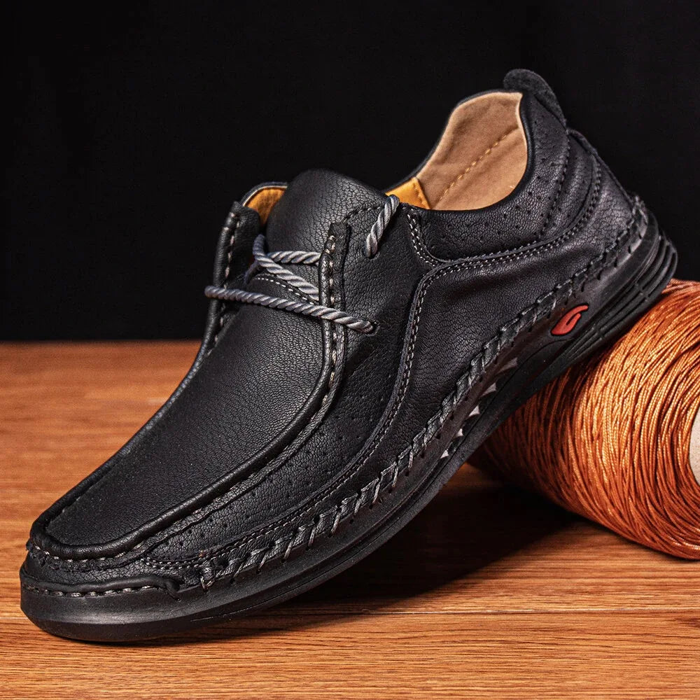 YBQJOO Men's PU Leather Casual Sneakers – Plus Size Lace-Up Men's Casual Sneakers Axl