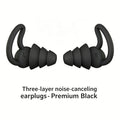 HUAK 3-Layer Reusable Silicone Earplugs for Swimming & Sleep Reusable Earplugs Axl HK002-Black