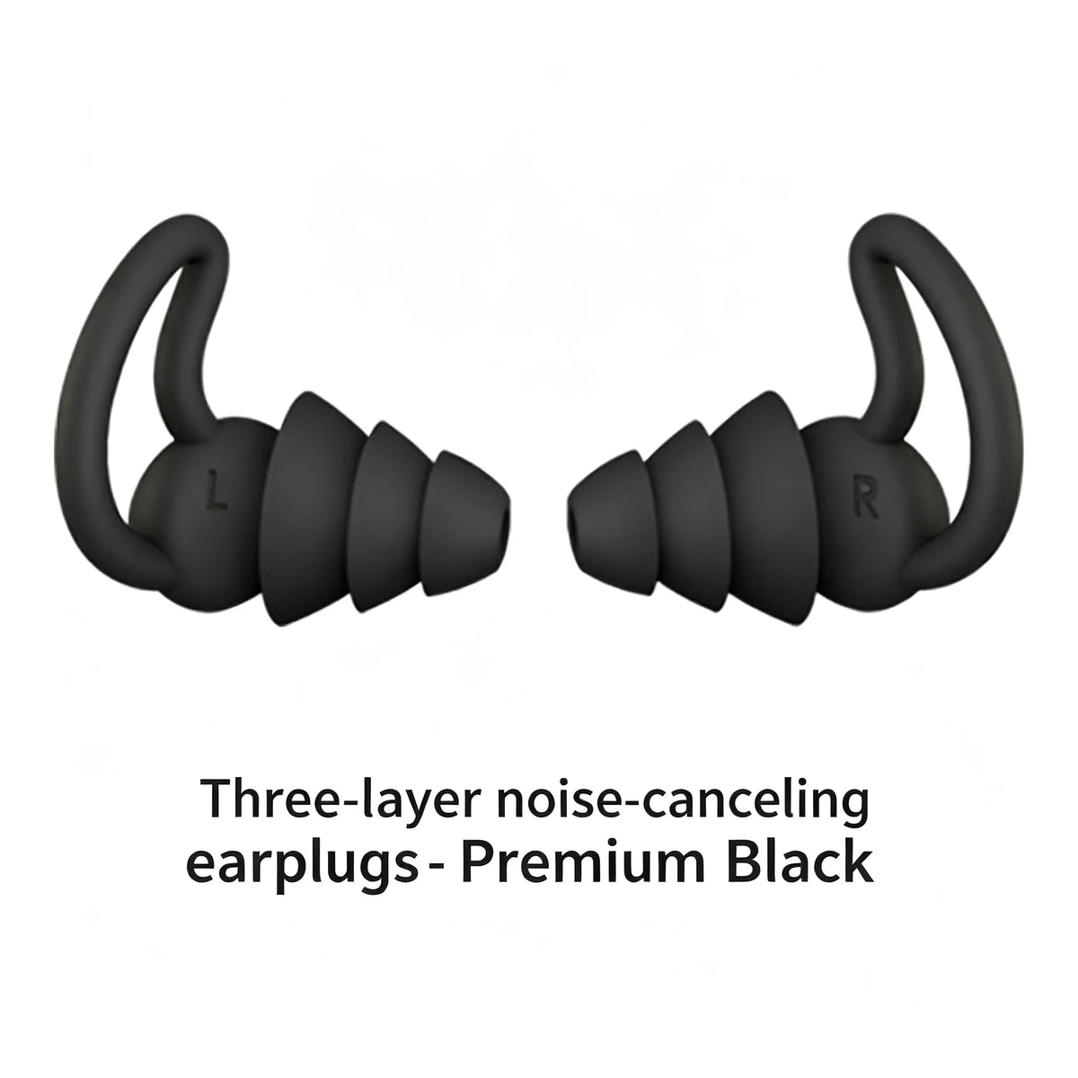 HUAK 3-Layer Reusable Silicone Earplugs for Swimming & Sleep Reusable Earplugs Axl HK002-Black