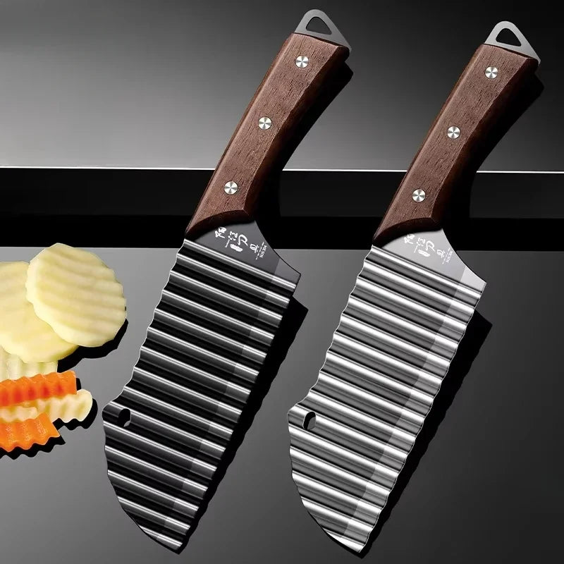 PLYS Stainless Steel Wavy Blade Potato Cutter & Veg Chopper Vegetable Chopper Knife Axl