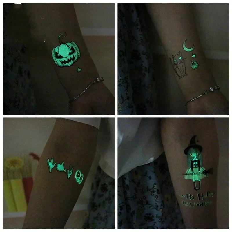 Halloween Glow Temporary Tattoo Stickers 2 Pack | Waterproof Temporary Tattoo Stickers Axl