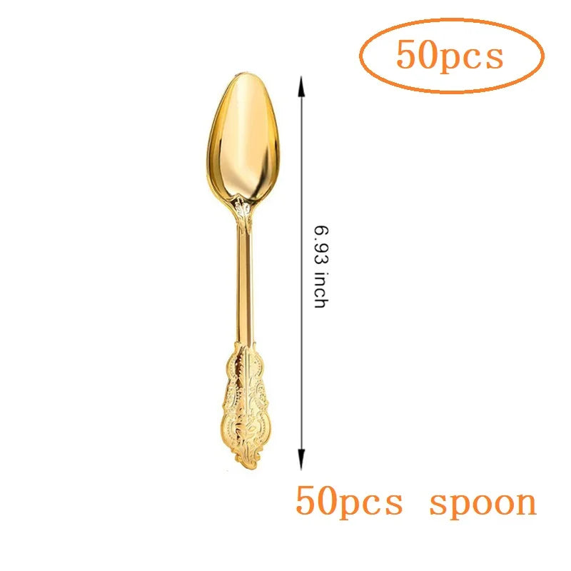 75pc Disposable Plastic Cutlery Set – Rose Gold Flatware Disposable Flatware Set Axl 50pcs spoon