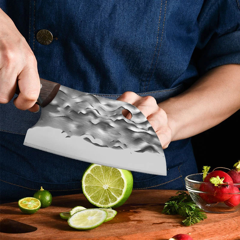 Forged Meat Cleaver Chef Knife – Stainless Steel Wooden Handle Meat Cleaver Knife Axl