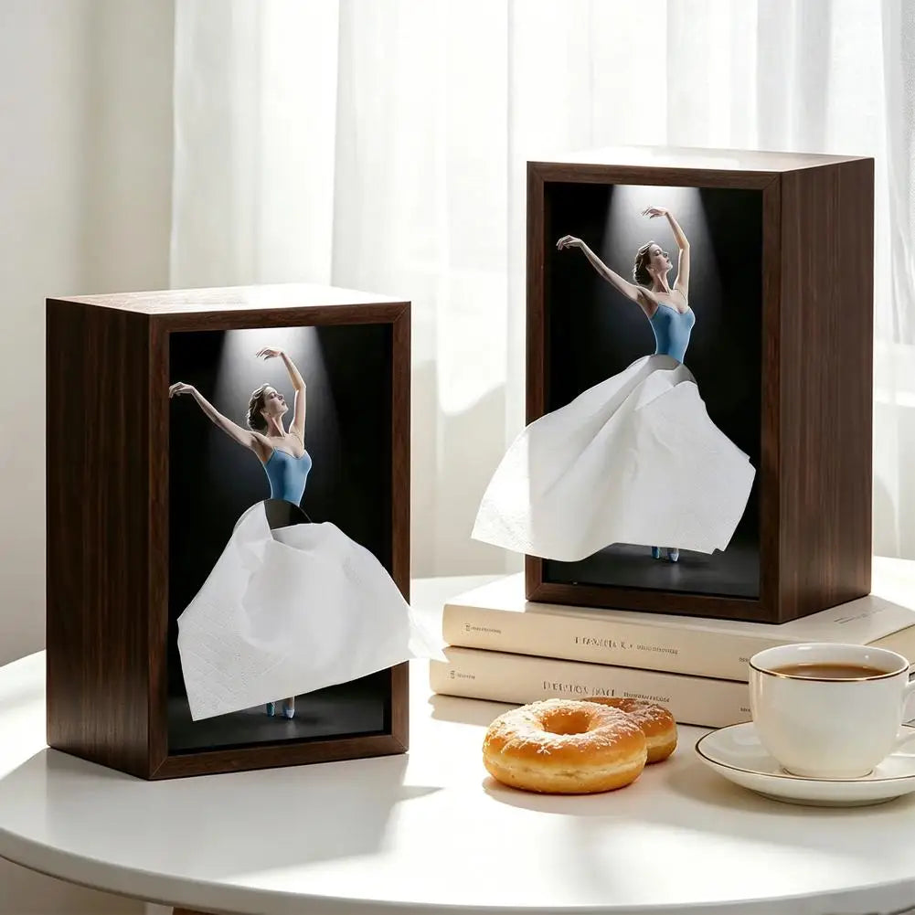 Ballerina Wooden Tissue Box Cover | Ballet Dancer Napkin Holder Decorative Tissue Box Cover Axl