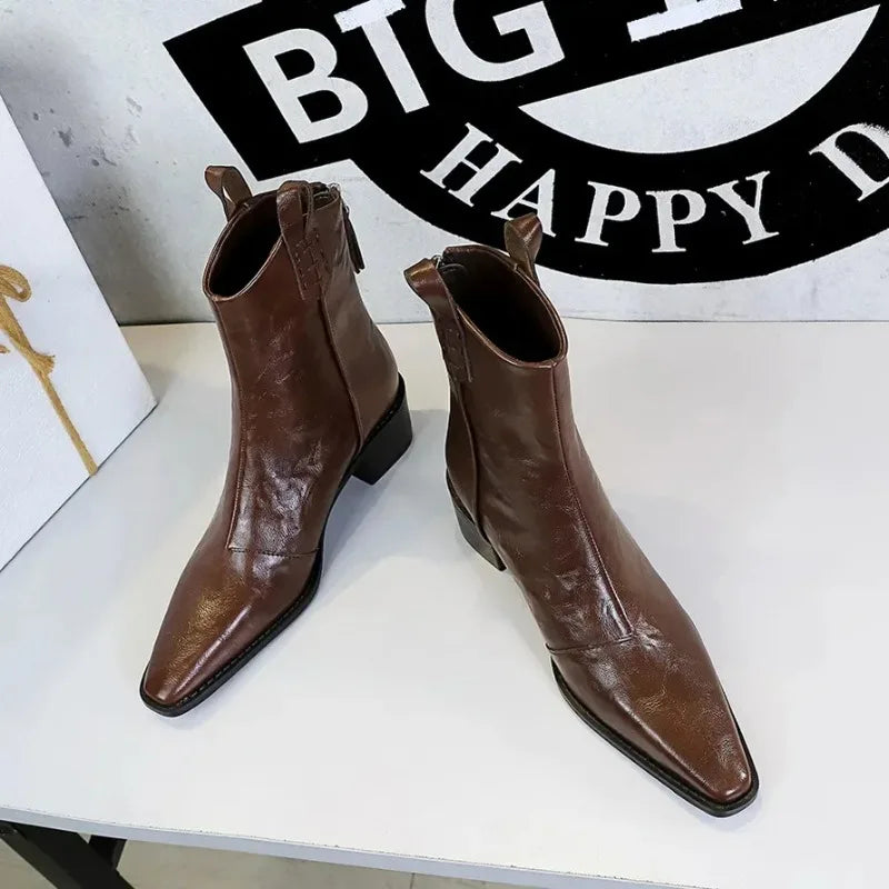 Women's Pointed Toe Chelsea Ankle Boots High Heel Zip Chelsea Ankle Boots Axl