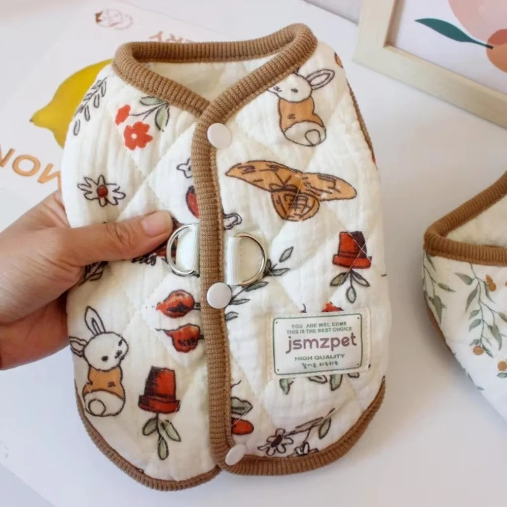 Rabbit Print Winter Dog Coat – Warm Velvet Puppy Jacket Dog Coat Axl