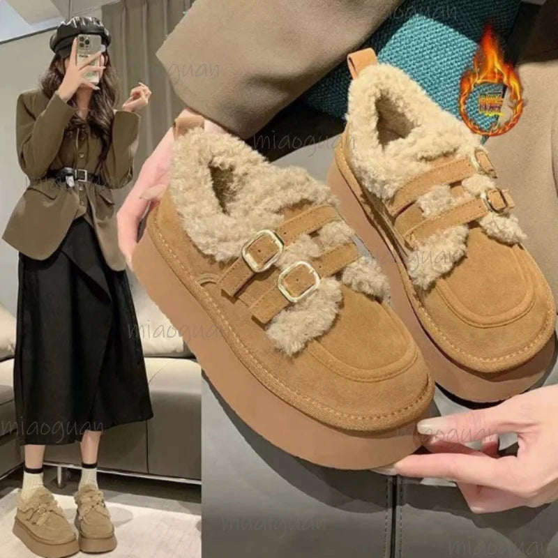 Women's Winter Plush Snow Boots – Warm, Lightweight & Non-Slip Women's Snow Boots Axl brown-1 38