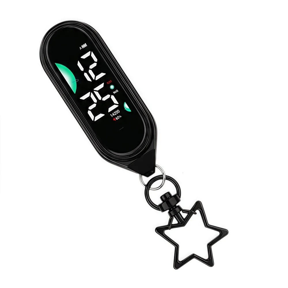 LED Digital Hanging Pocket Watch with Night Light Display Digital Pocket Watch Axl Star-Black