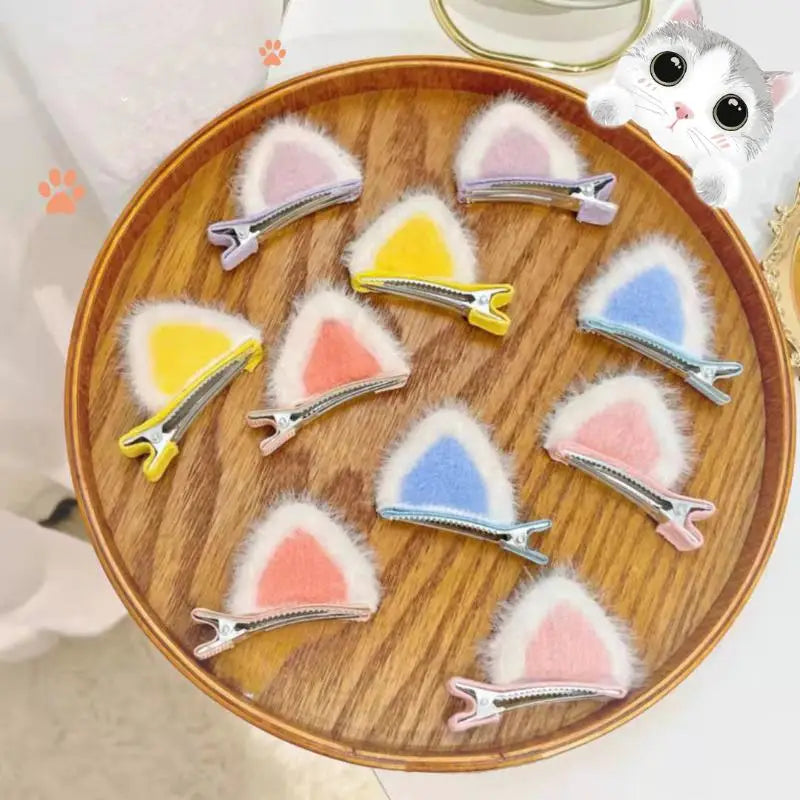 2PCS Plush Cat Ear Hair Clips – Korean Style Girls Accessory Girls Hair Clips Axl