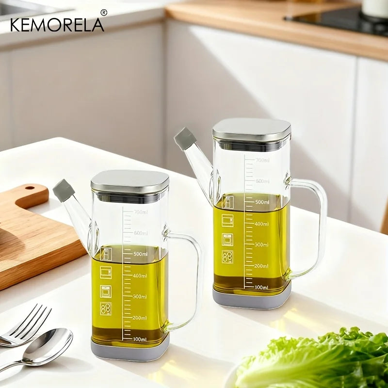 KEMORELA 700ml Glass Oil Dispenser Bottle – Leak-Proof Pourer Oil Dispenser Bottle Axl