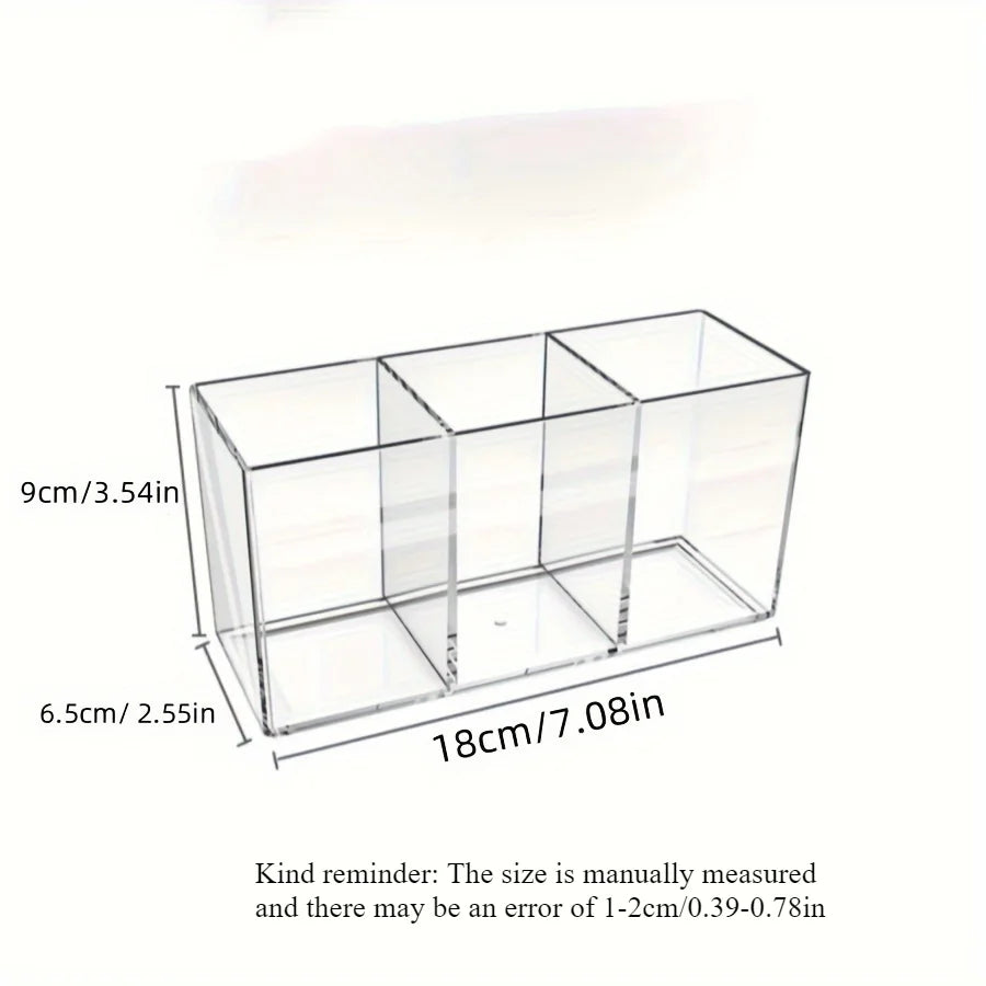Acrylic Makeup Brush Holder – 3-Slot Cosmetic Organizer Cosmetic Organizer Axl