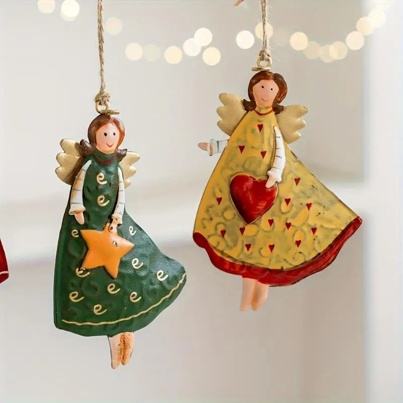 4-Pack Vintage Angel Wooden Christmas Hanging Ornaments Christmas Ornaments Axl