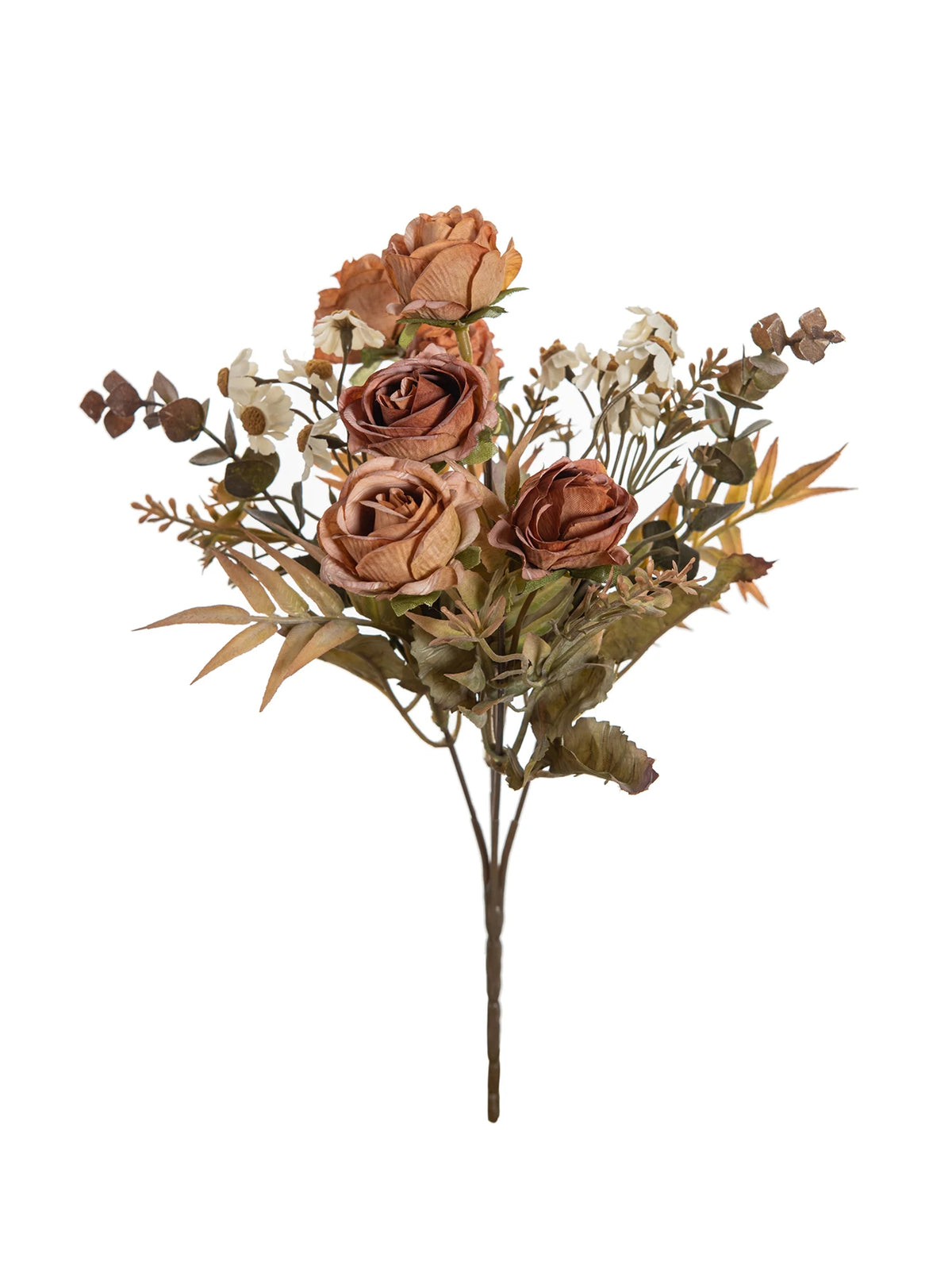 Silk Rose Artificial Flower Bouquet – Wedding & Home Decor Artificial Flower Bouquet Axl Orange 1PC
